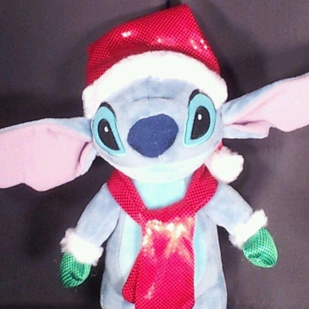 Disney Stitch Holiday Santa Hat Scarf Green Gloves